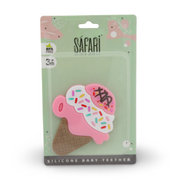 Safari Baby Silicone Baby Teether – Pink with Ice Cream Cone Design