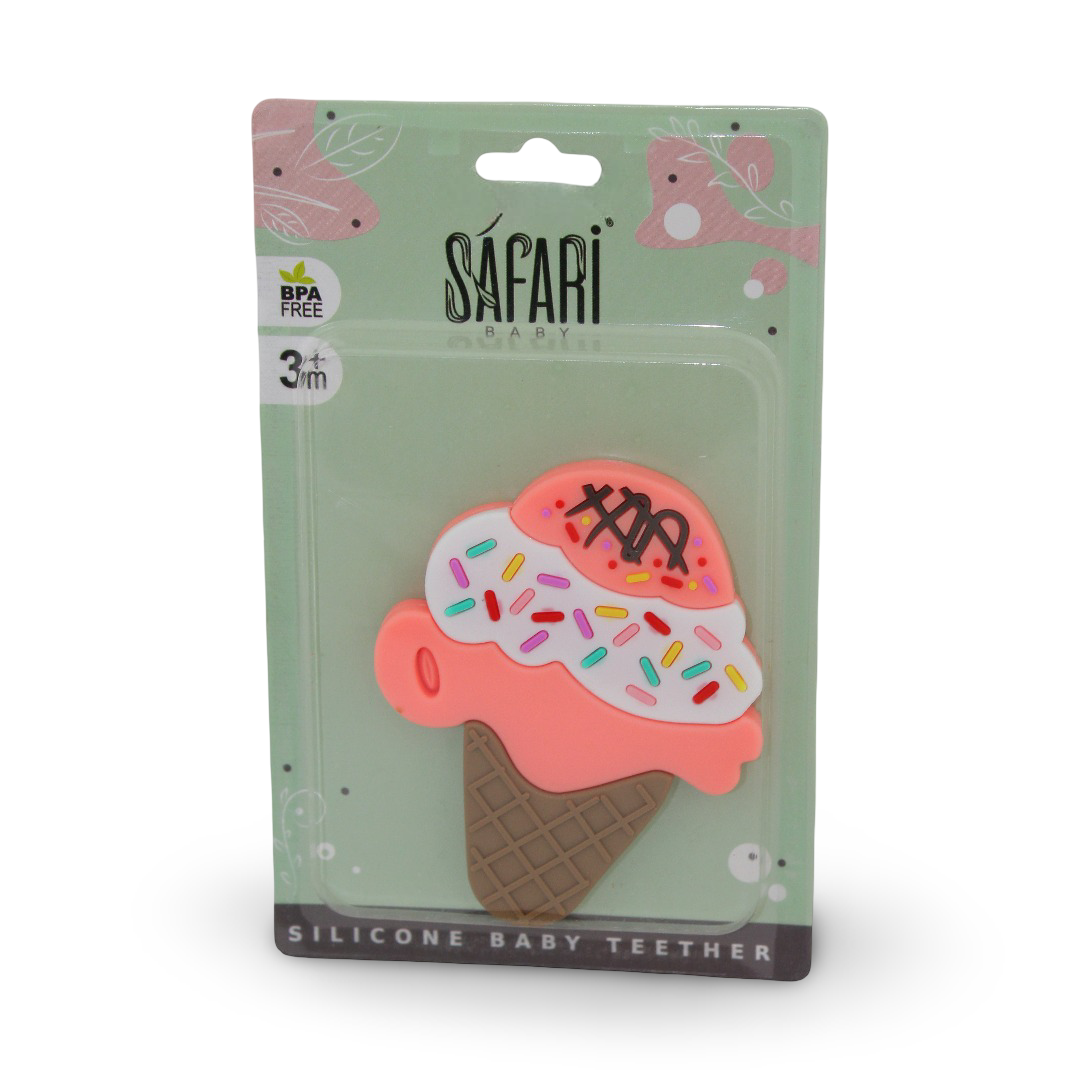 Safari Baby Silicone Baby Teether – Salmon with Ice Cream Design