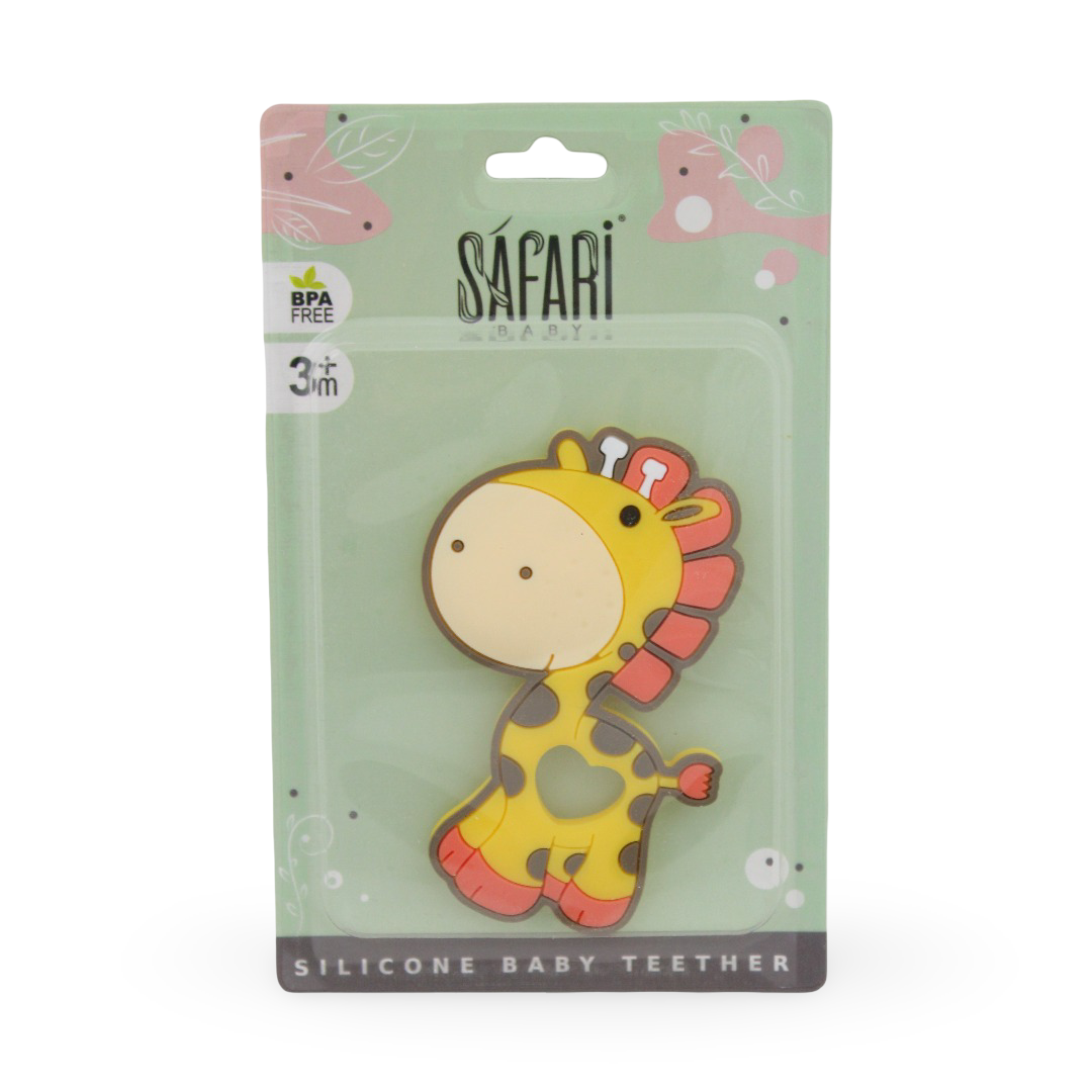 Safari Baby Silicone Baby Teether – Yellow with Giraffe Design