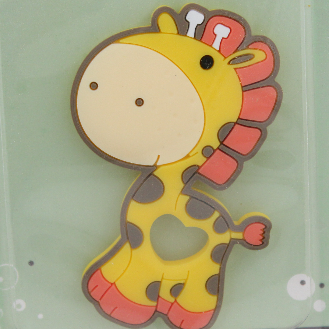 Safari Baby Silicone Baby Teether – Yellow with Giraffe Design