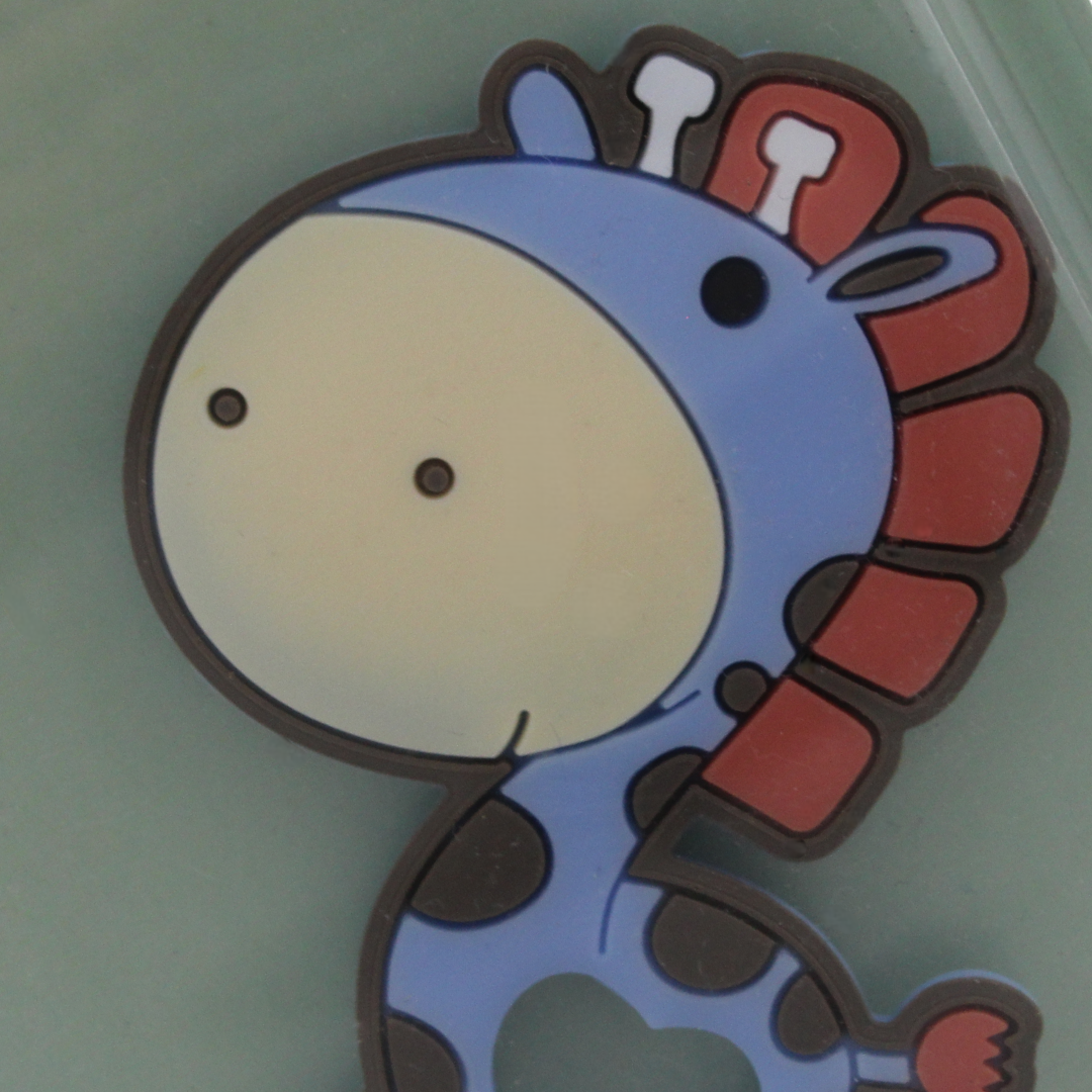 Safari Silicone Baby Teether 3m+ – Baby Blue with Giraffe Design