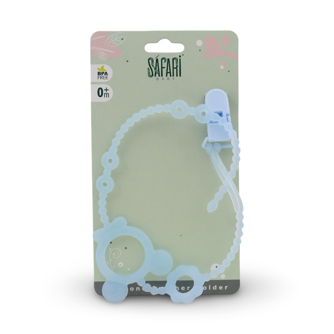 Safari Baby Pacifier Clip Holder Chain – Baby Blue - Baby Essentials