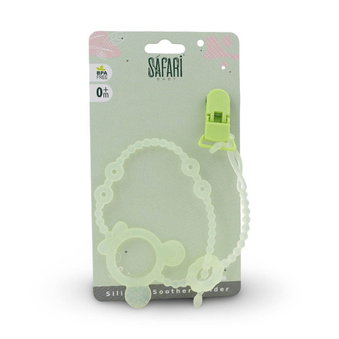 Safari Baby Pacifier Clip Holder Chain – Green - Baby Essentials