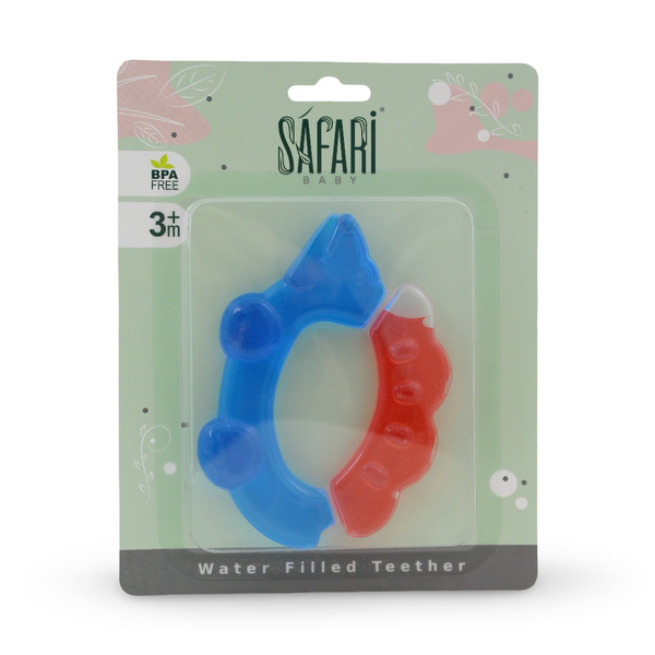 Safari Baby Water Filled Teether +3m – Blue & Red with Dino Design