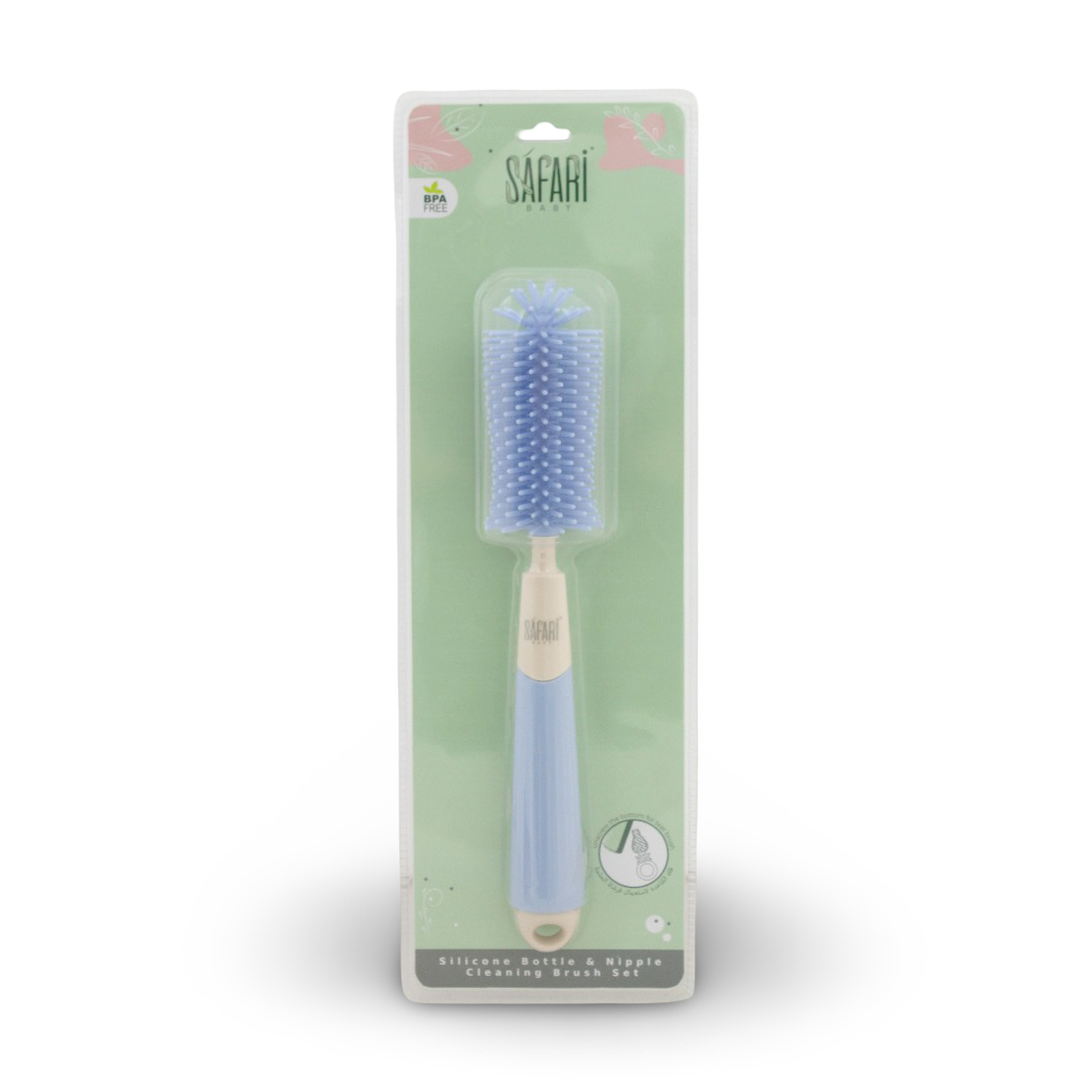 Safari Baby Bottle and Nipple Cleaning Brush – Baby Blue - Baby Essentials
