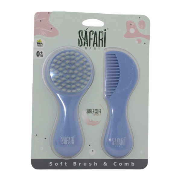 Safari Baby Soft Hair Brush & Comb Set – Blue