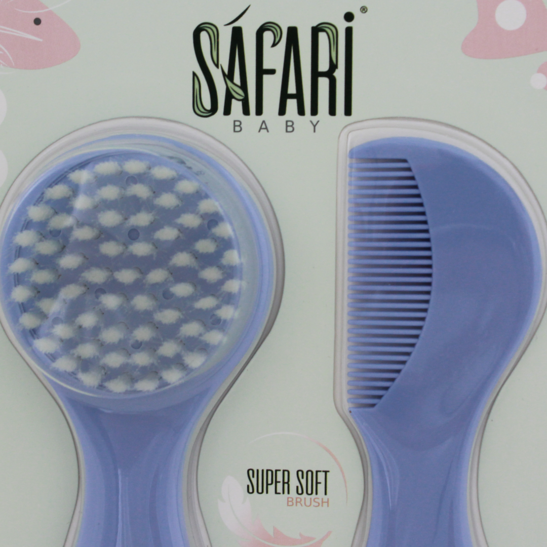 Safari Baby Soft Hair Brush & Comb Set – Blue