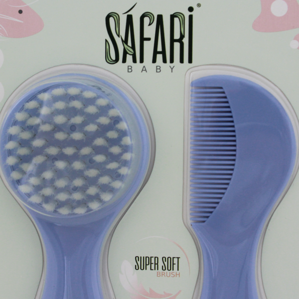 Safari Baby Soft Hair Brush & Comb Set – Blue