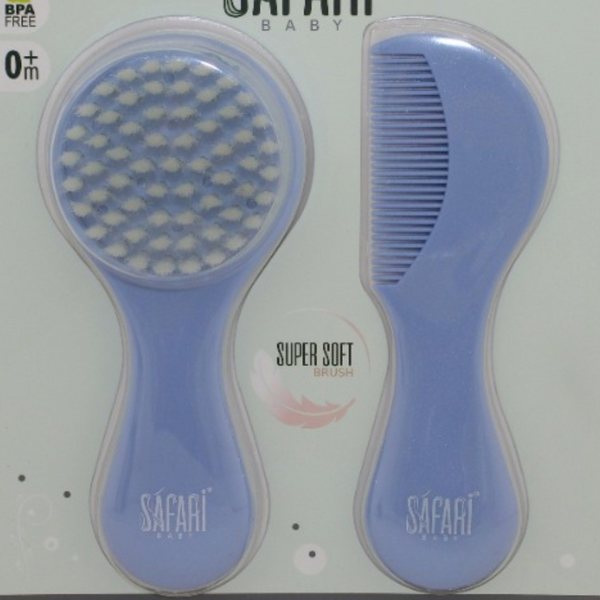 Safari Baby Soft Hair Brush & Comb Set – Blue