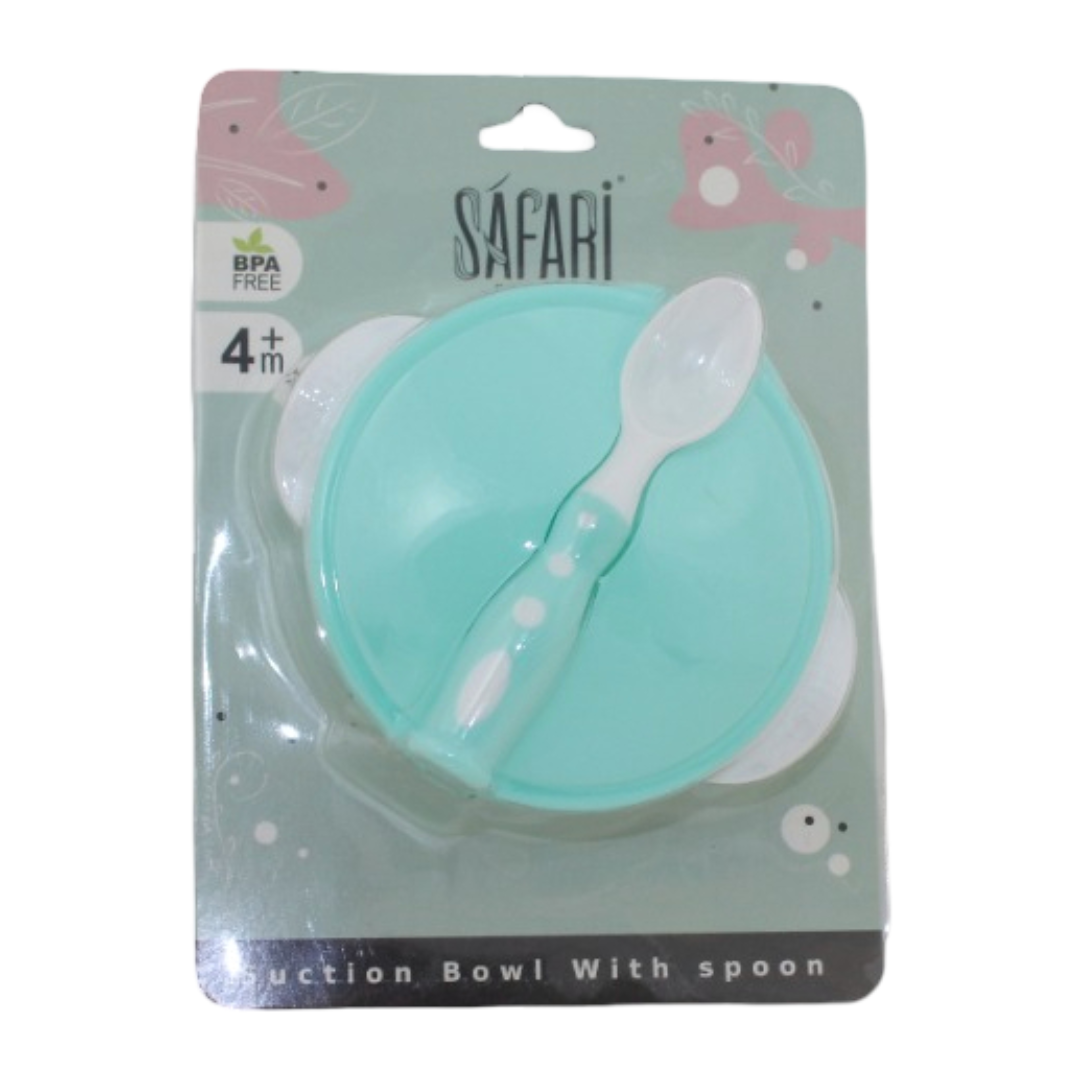 Safari Baby Suction Bowl with Spoon 4m+ – Mint