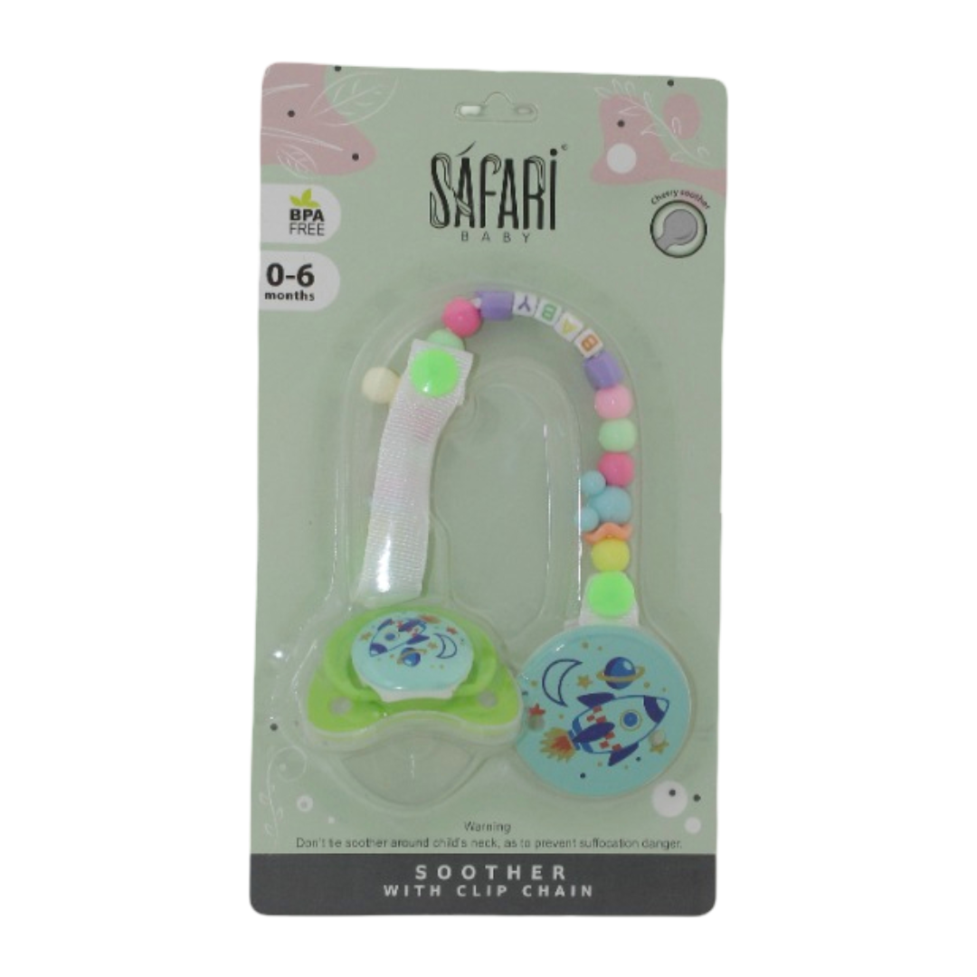 Safari Baby Soother and Pacifier Clip Set 0-6M – Green Space