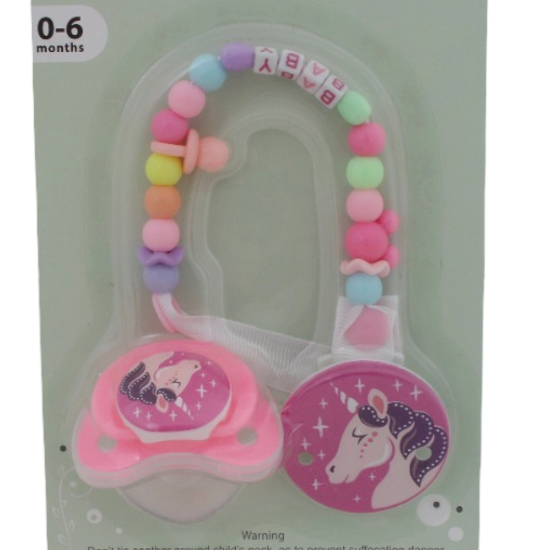 Safari Baby Soother with Clip Chain 0-6M – Pink Unicorn
