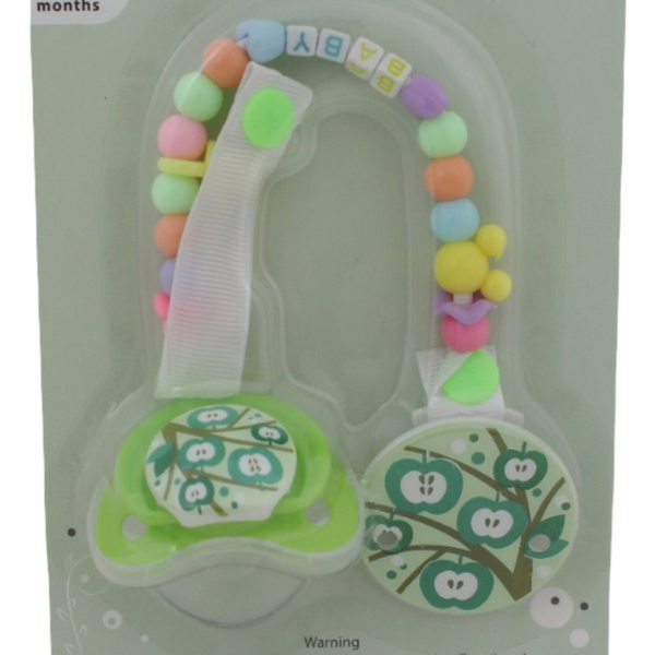 Safari Baby Soother with Clip Chain 0-6M – Green Apple