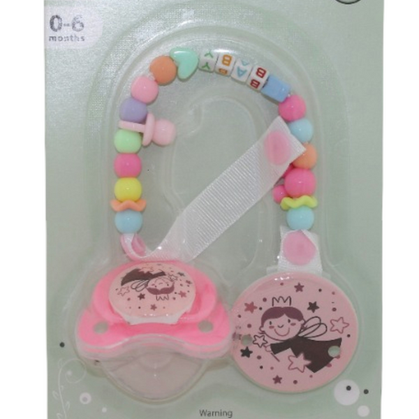 Safari Baby Soother with Clip Chain 0-6M – Pink