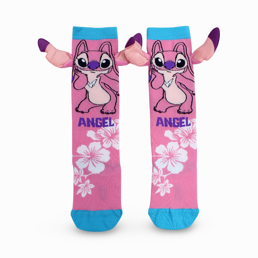 Girls Socks – Pink with Stitch Design (Pack of 3)