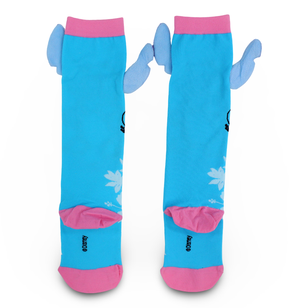 Girls 3D Cotton Socks – Aqua with Stitch Print