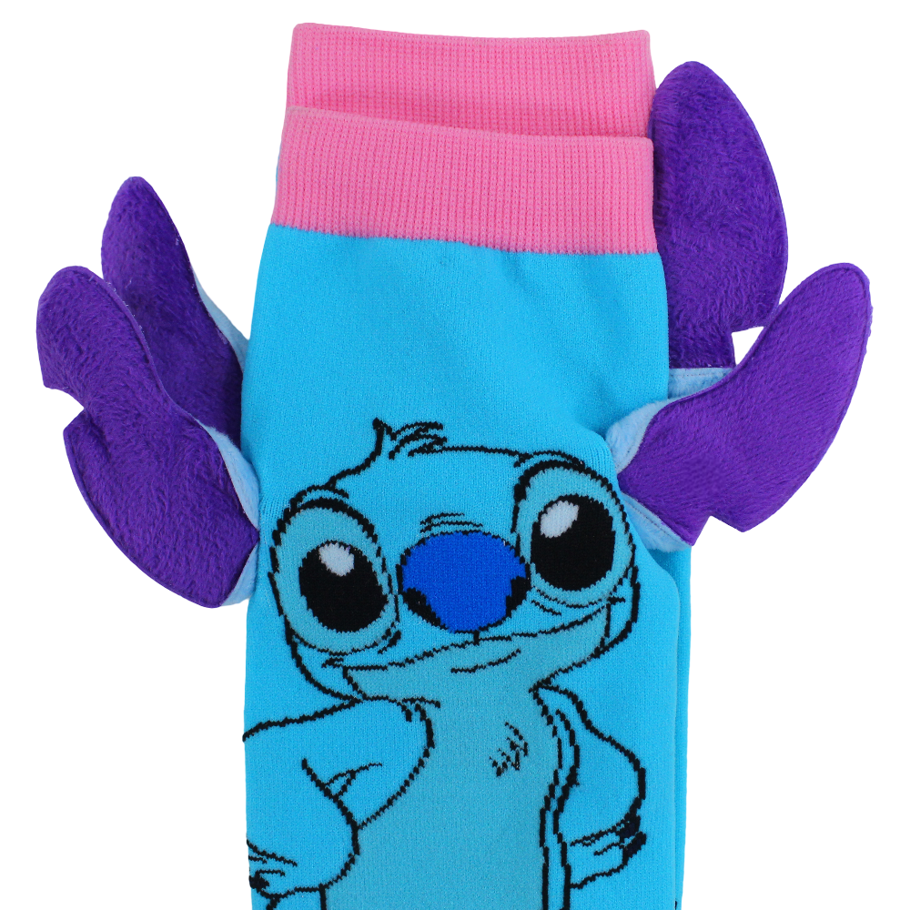 Girls 3D Cotton Socks – Aqua with Stitch Print