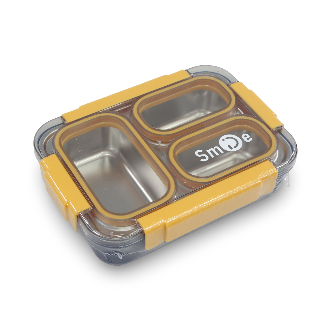 Smile Stainless Steel Lunch Box 710ml – Blue & Yellow