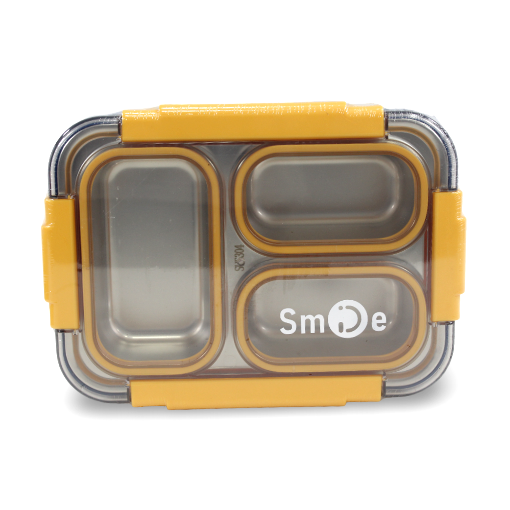 Smile Stainless Steel Lunch Box 710ml – Blue & Yellow