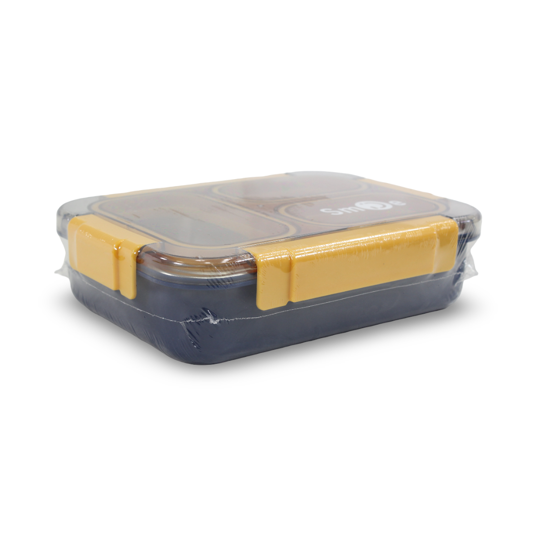 Smile Stainless Steel Lunch Box 710ml – Blue & Yellow