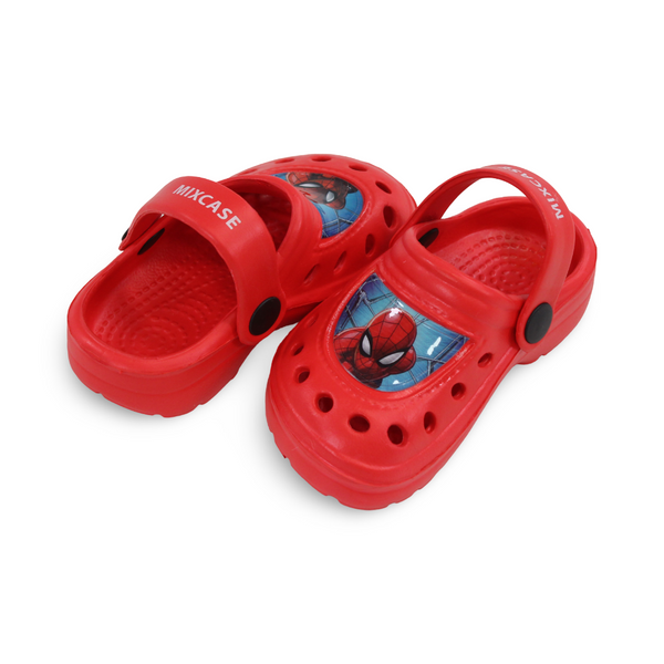 Baby Boys Rubber Crocs – Red with Spider-Man Print