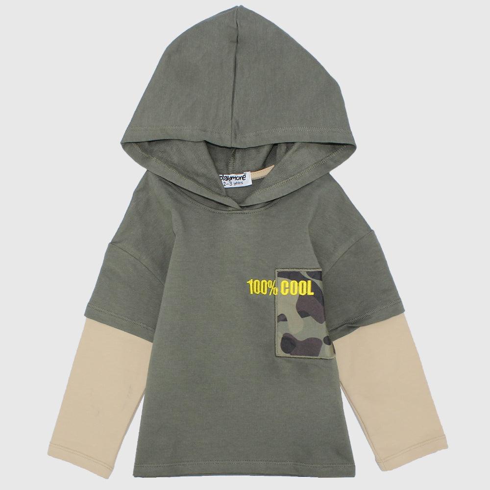 100% Cool Long-Sleeved Hooded T-shirt - Ourkids - Playmore