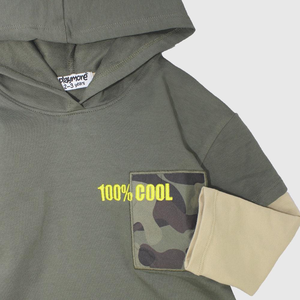 100% Cool Long-Sleeved Hooded T-shirt - Ourkids - Playmore