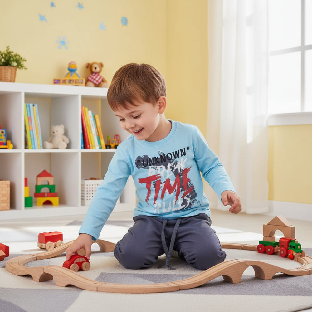 Boys Cotton Pajama Set - "Unknown Break Time Rules" Print
