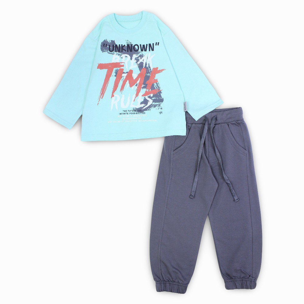 Boys Cotton Pajama Set - "Unknown Break Time Rules" Print