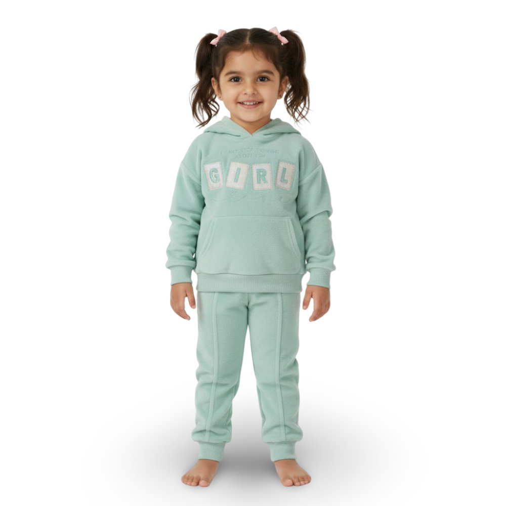 Girls Velvet Pajama Set – “GIRL” Design