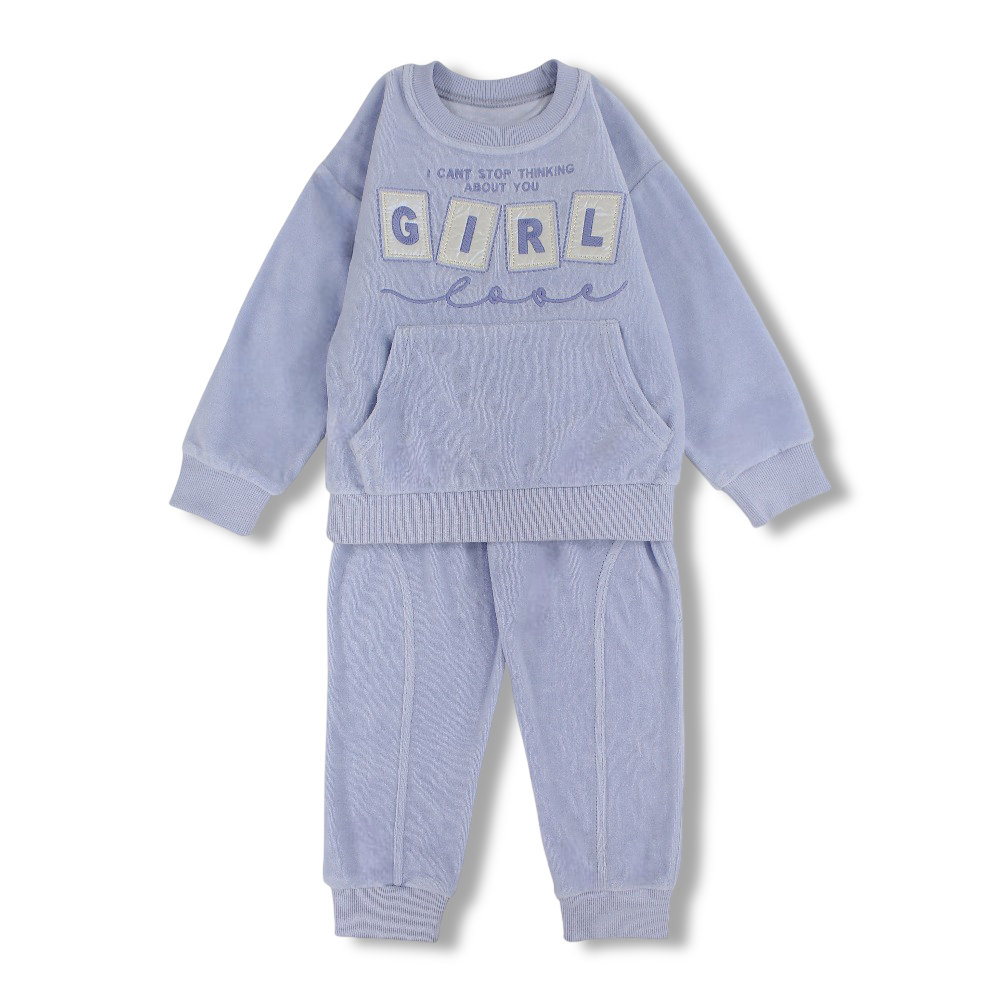 Girls Velvet Pajama Set – “GIRL” Design