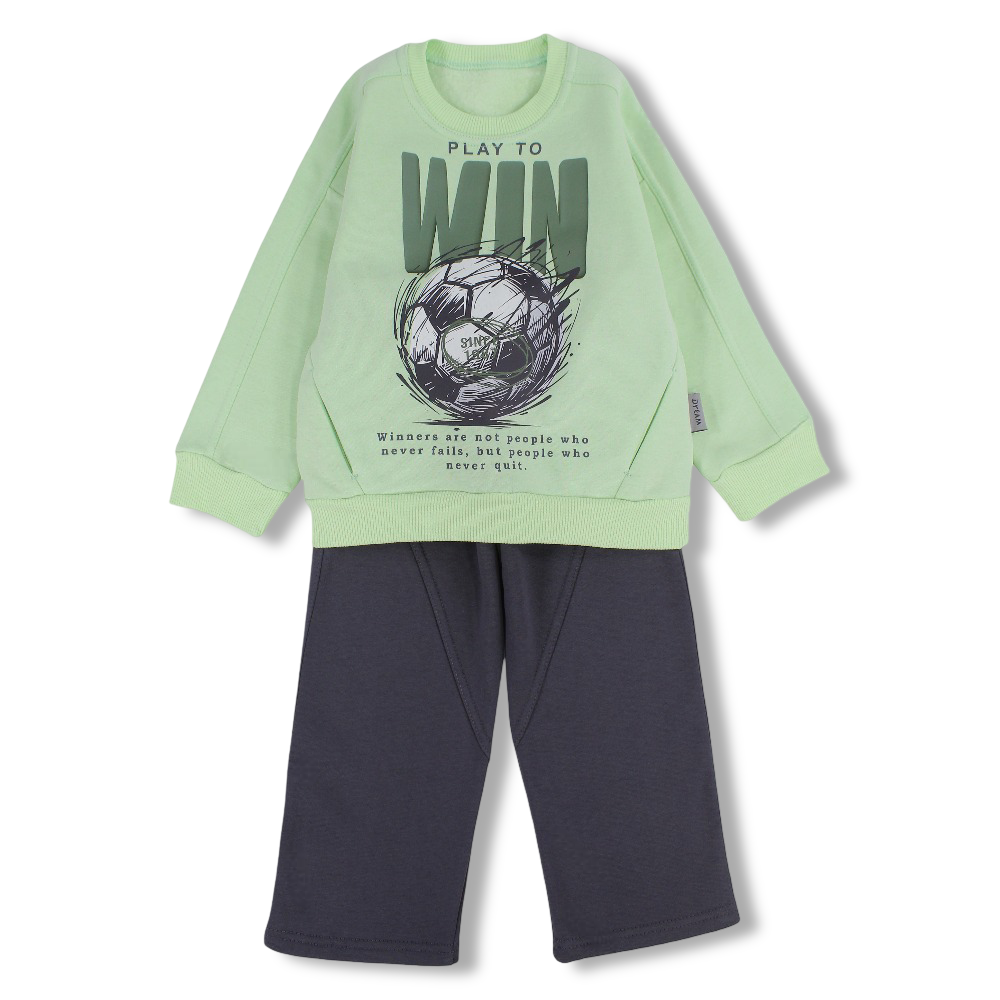 Boys Cotton Pajama Set – “Play to Win” Football Print