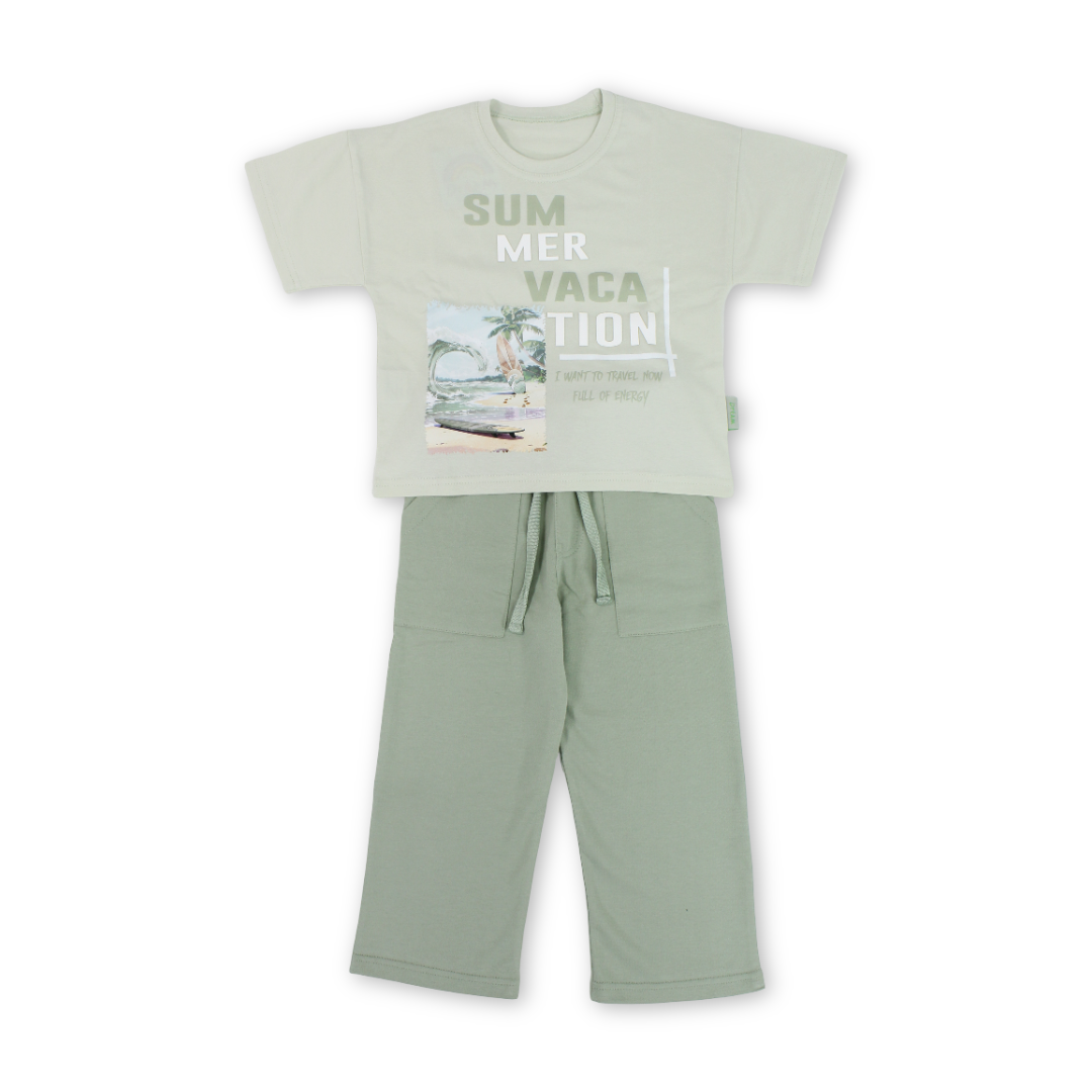 Boys Cotton Pajama – Pestage with "Sum Mer Vaca Tion" Print - Clothing - Dream
