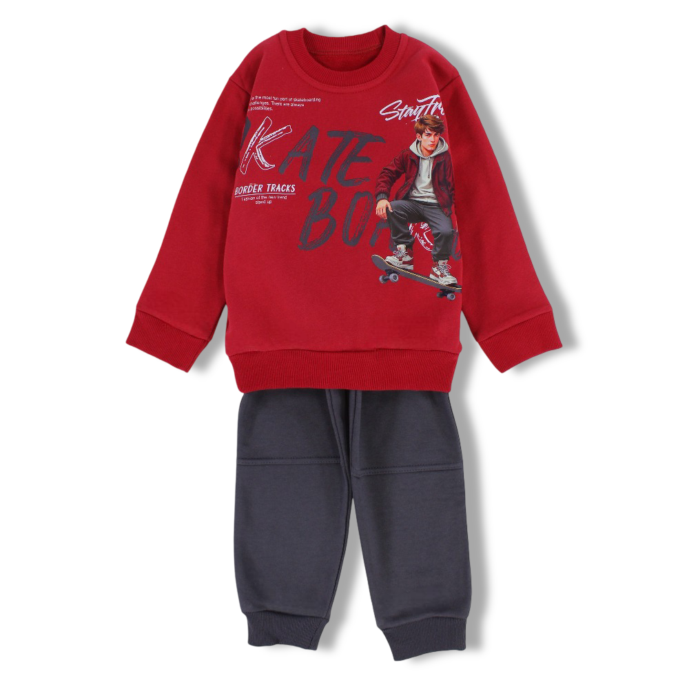Boys Cotton Pajama Set – Skateboard Print