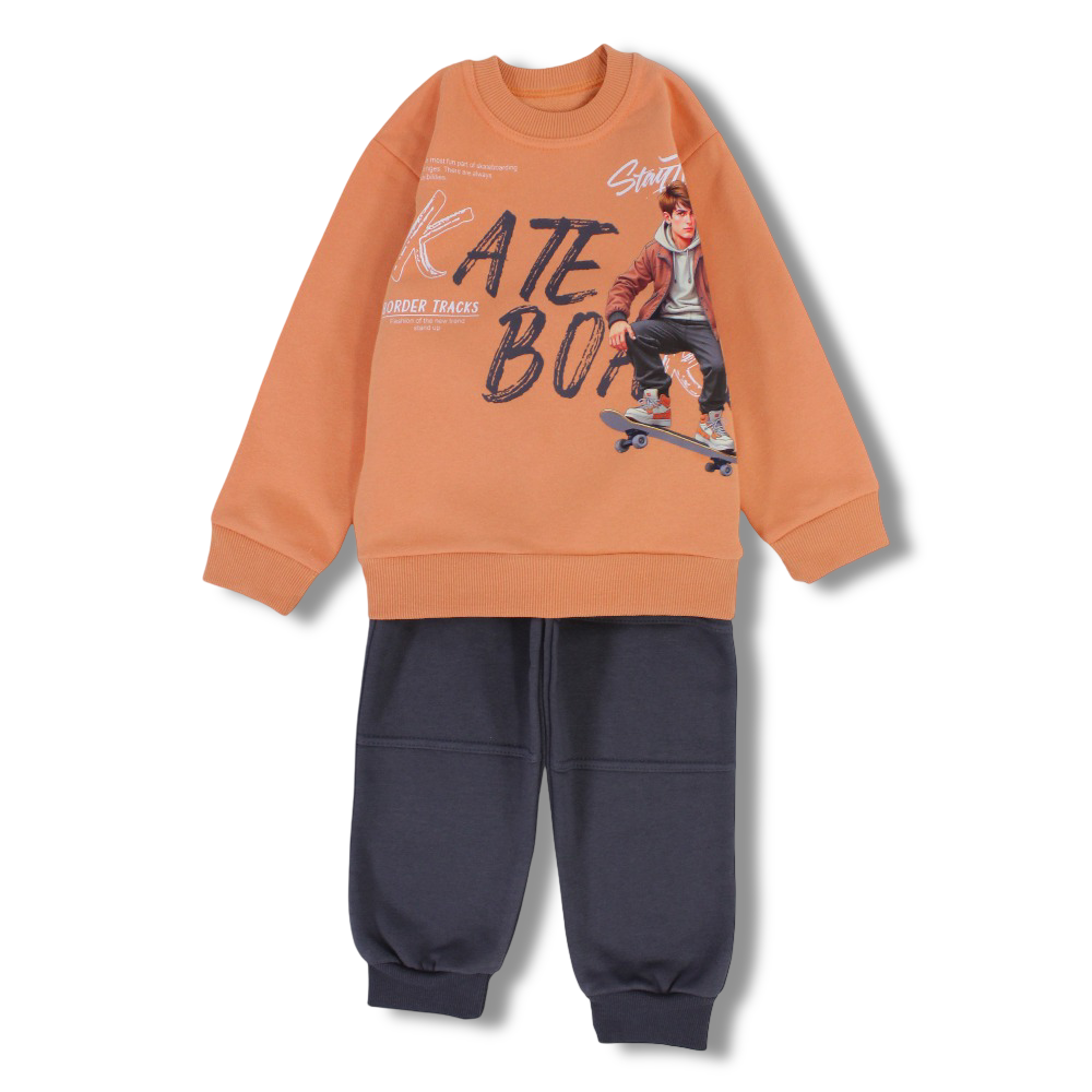 Boys Cotton Pajama Set – Skateboard Print