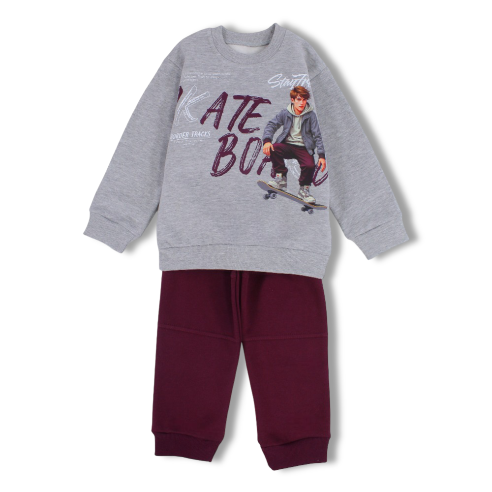 Boys Cotton Pajama Set – Skateboard Print