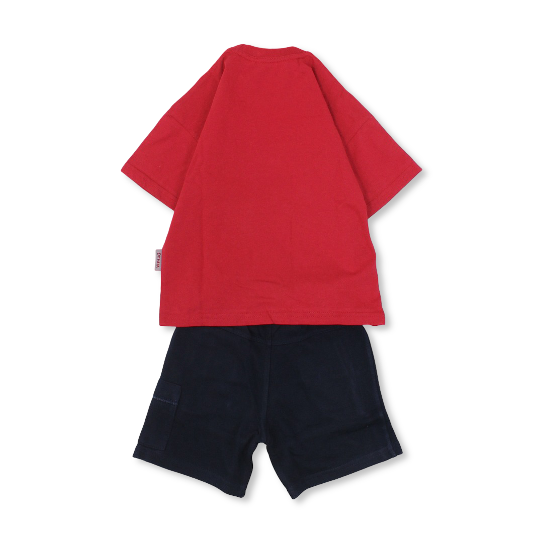 Boys Cotton Short-Sleeved Pajama – Red with "Online Gamer" Print