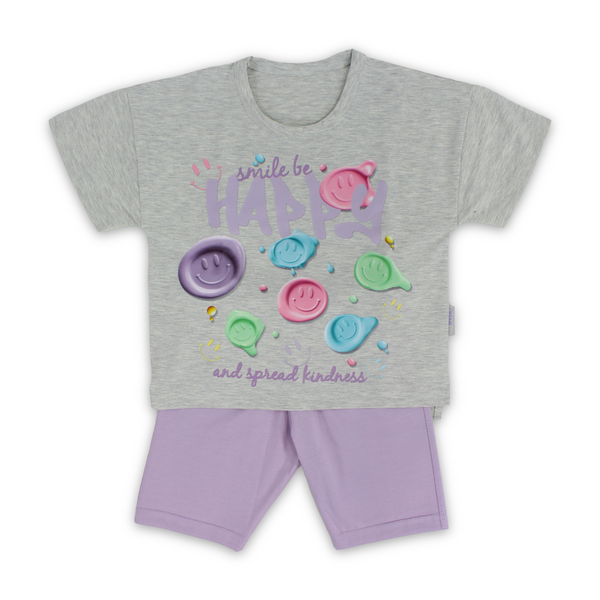 Girls Cotton Pajama –  "Smile be Happy" Print