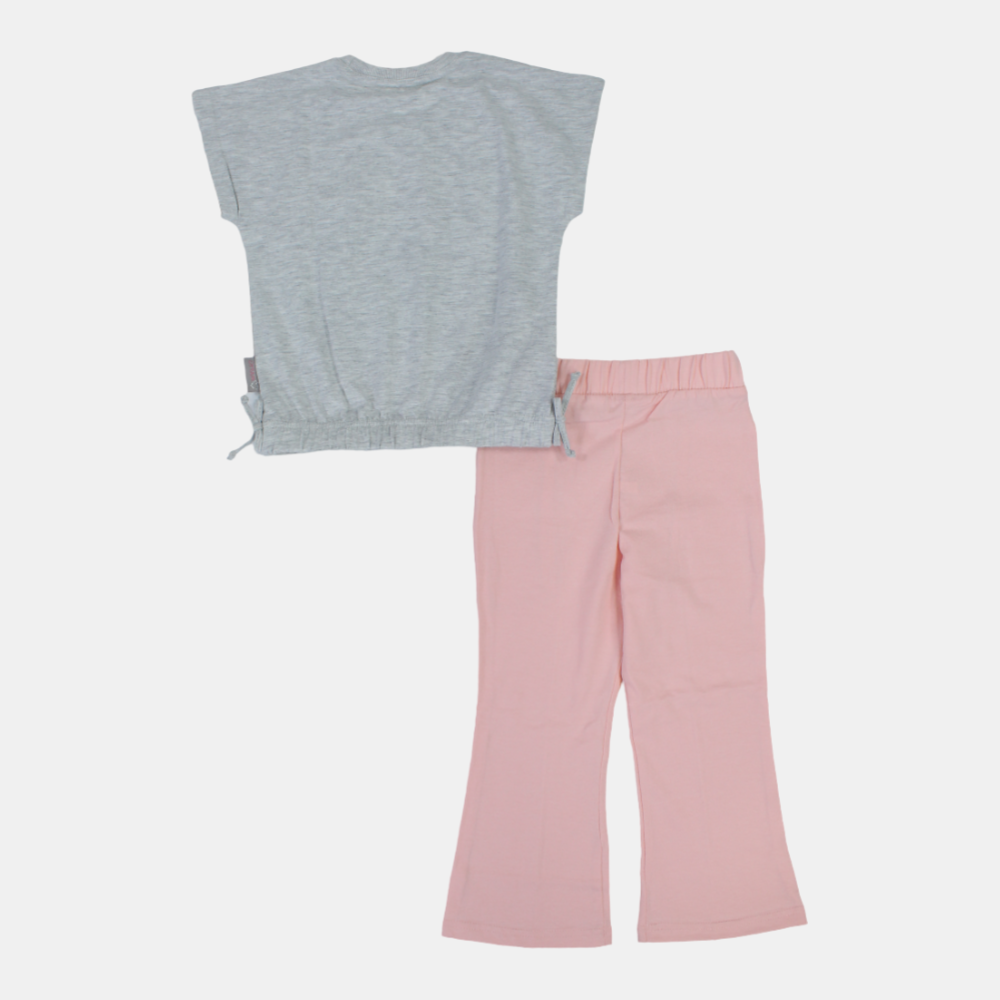Girls Stitch Short-Sleeved Cotton Pajama Set