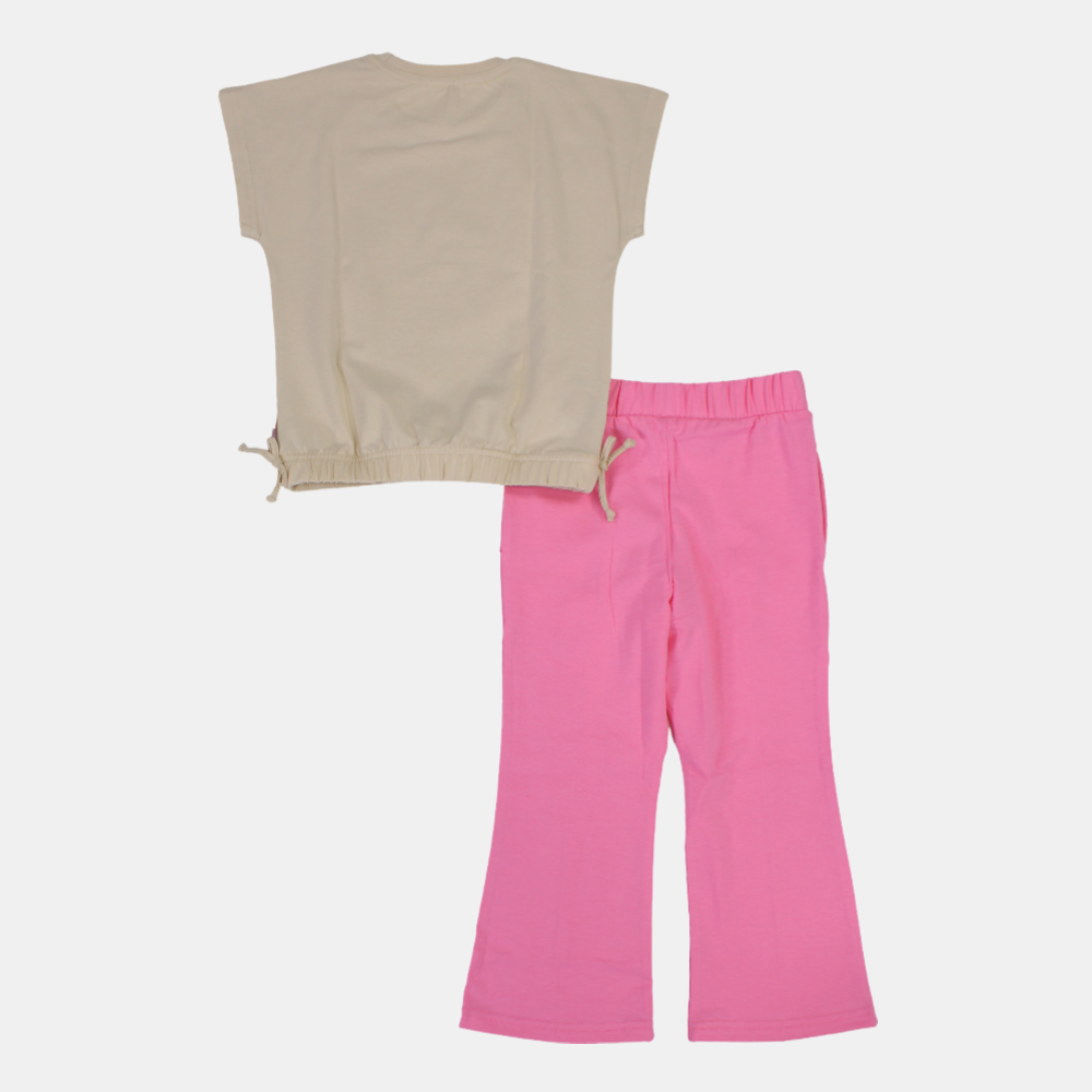 Girls Stitch Short-Sleeved Cotton Pajama Set