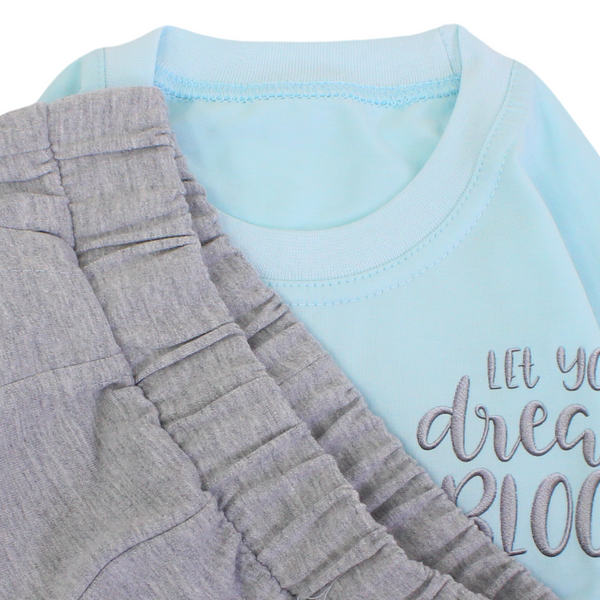 Girls Cotton Long-Sleeved Pajama – Flowers Print