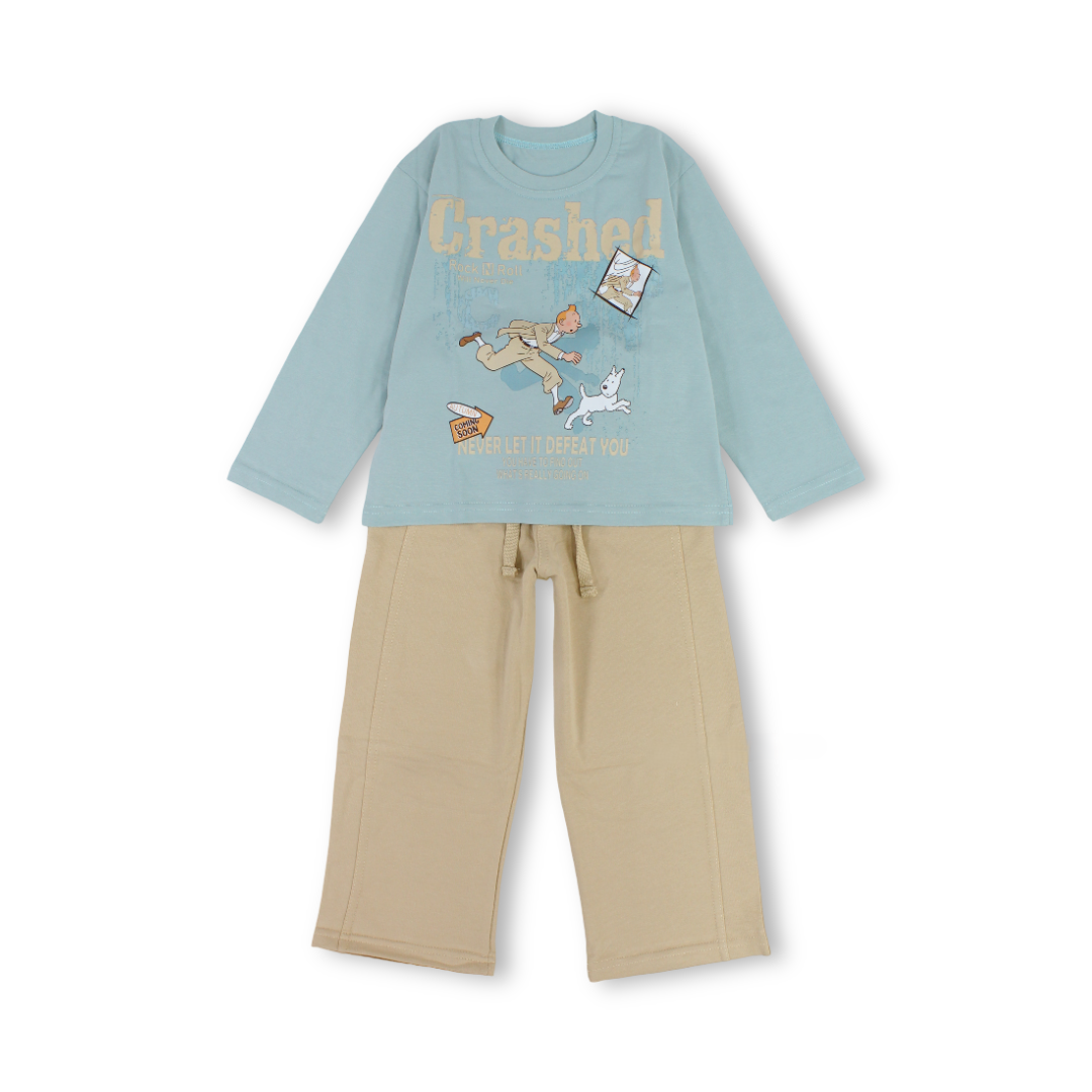 Boys Cotton Long-Sleeved Pajama – "Crashed" Print