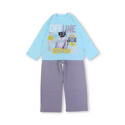 Boys Cotton Long-Sleeved Pajama – " Off Line Society" Print