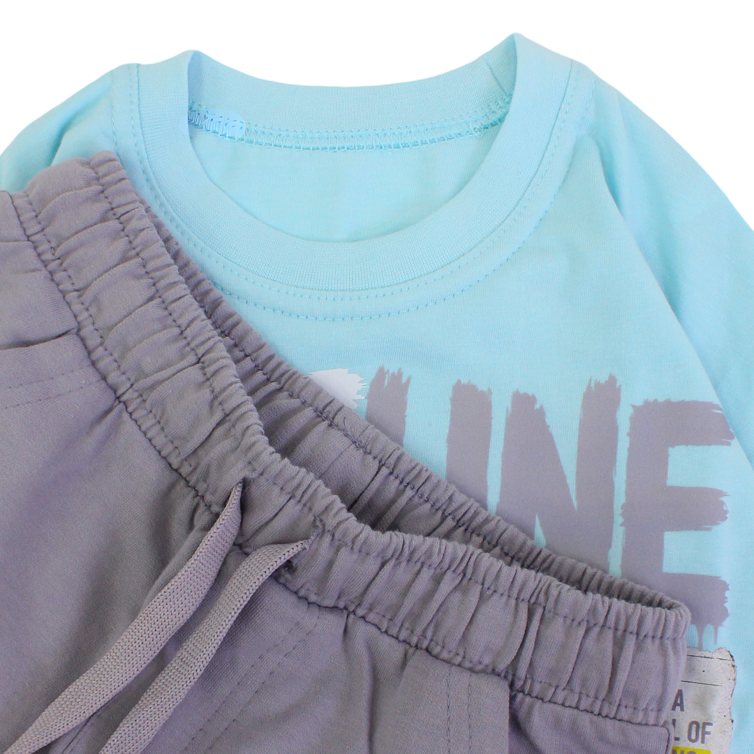 Boys Cotton Long-Sleeved Pajama – " Off Line Society" Print