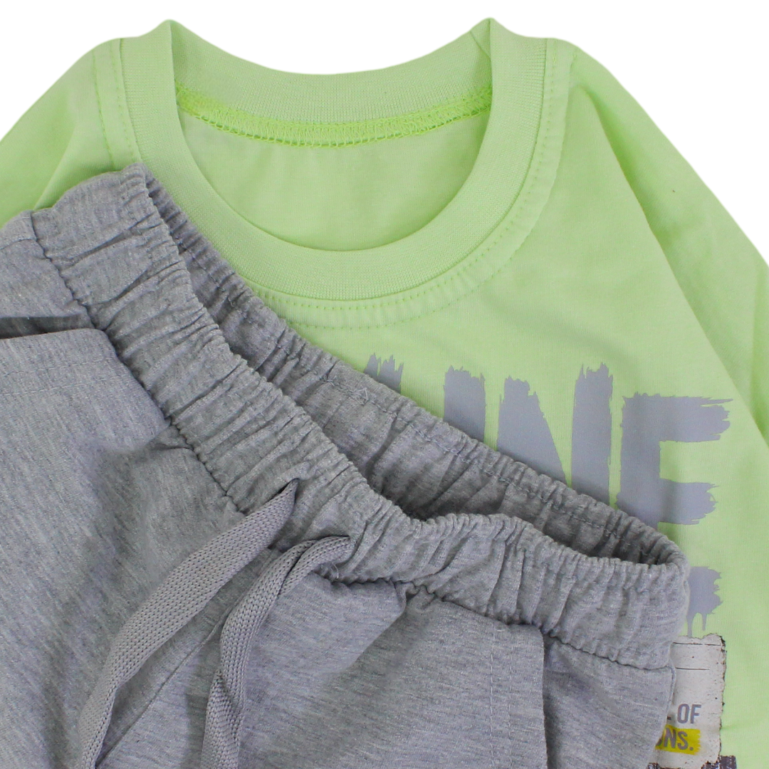 Boys Cotton Long-Sleeved Pajama – " Off Line Society" Print