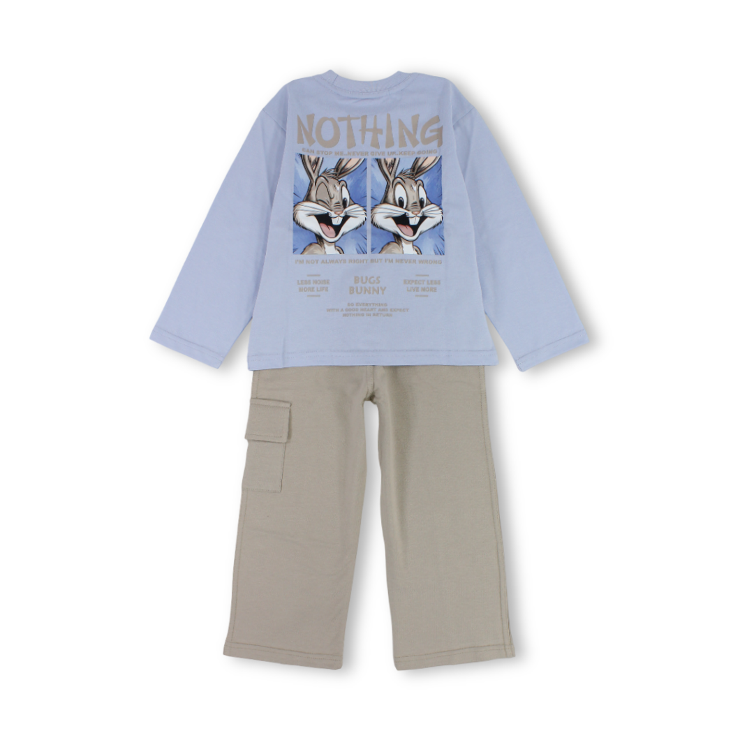 Boys Cotton Long-Sleeved Pajama – Bunny "Not Hing" Print