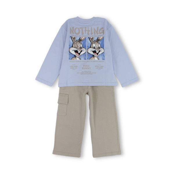 Boys Cotton Long-Sleeved Pajama – Bunny "Not Hing" Print