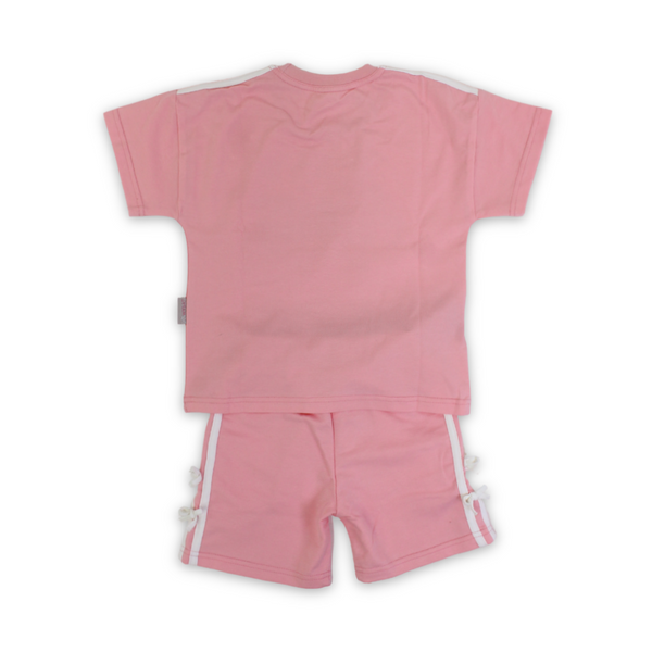 Girls Cotton Pajama Set – Pink with "Smile" Print