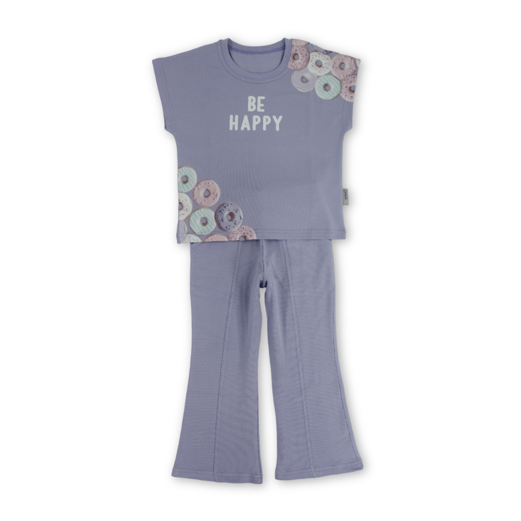 Baby Girls Cotton Pajama – "Be Happy" Print