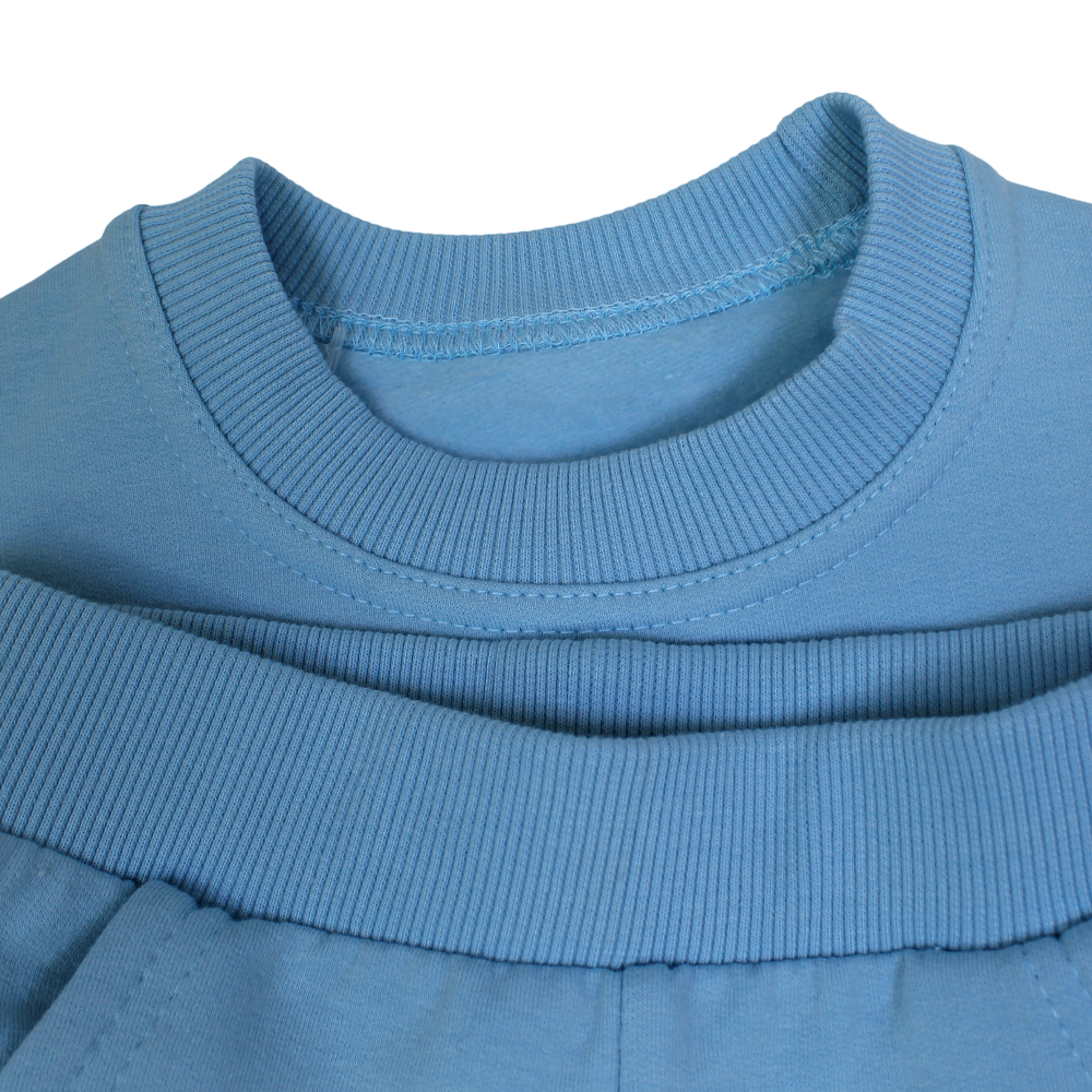 Girls Cotton Pajama Set – Aqua with “Smiley World” Print